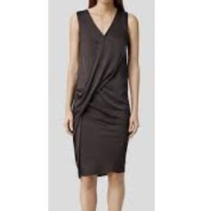 AllSaints Arch VI Brown Sleeveless Draped V-Neck Dress - Size 6